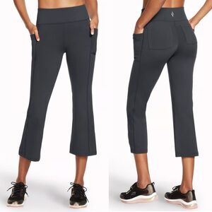 Skechers High Waisted GO WALK Lite Crop Pant Womens Sz XL Slight Flare Pockets